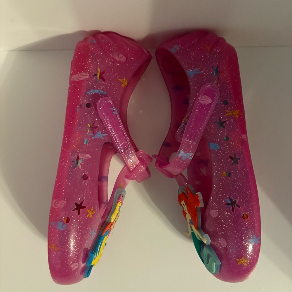 Disney Princess The Little Mermaid Ariel Sandals Pink Sparkle Girls Sz 12 - Picture 4 of 7